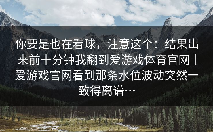 你要是也在看球，注意这个：结果出来前十分钟我翻到爱游戏体育官网｜爱游戏官网看到那条水位波动突然一致得离谱…