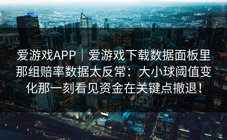 爱游戏APP｜爱游戏下载数据面板里那组赔率数据太反常：大小球阈值变化那一刻看见资金在关键点撤退！